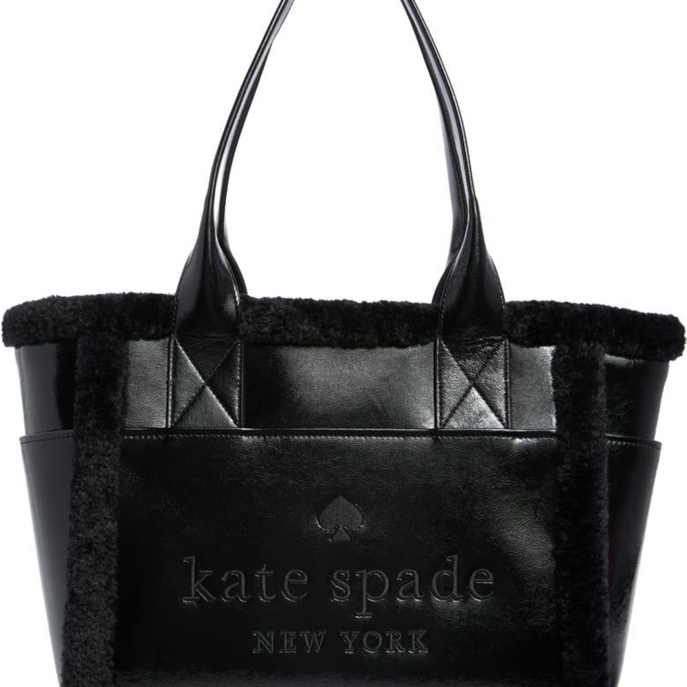 Kate Spade Black Faux Fur Trim Tote